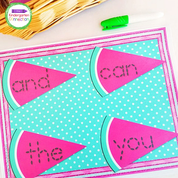 Grab this FREE Watermelon Seed Sight Word Tracing Activity and place it in your literacy center for some sight word fun! Children LOVE watermelon and they're going to really enjoy practicing sight words in a fun new way!