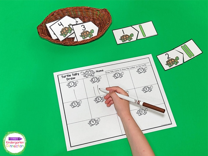 Practicing tally marks is so fun with these turtle tally puzzles.