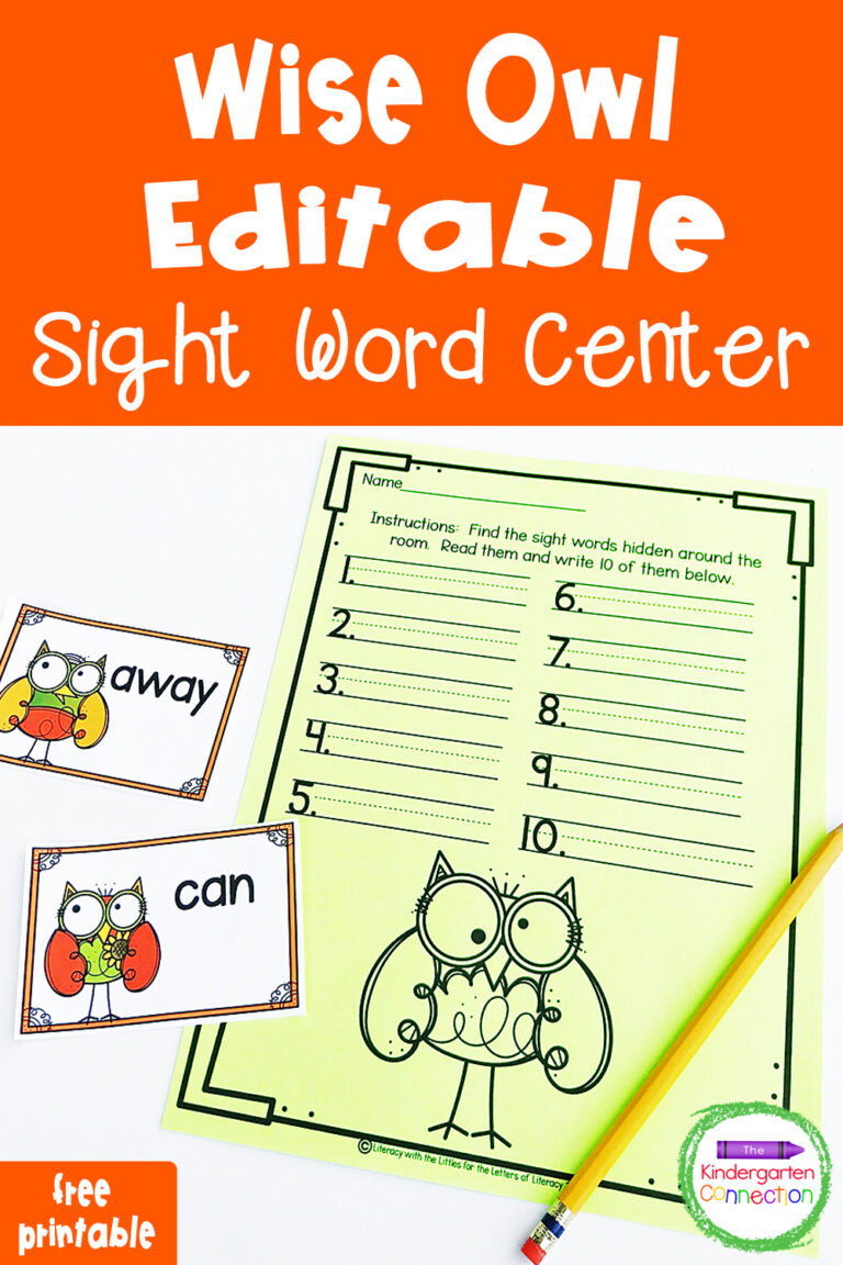 Wise Owl Editable Sight Word Center