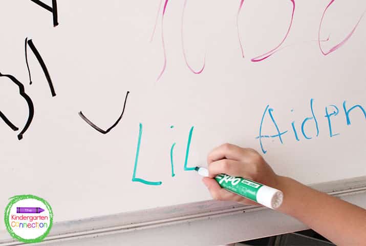 When students arrive, they can practice writing their name by signing in.