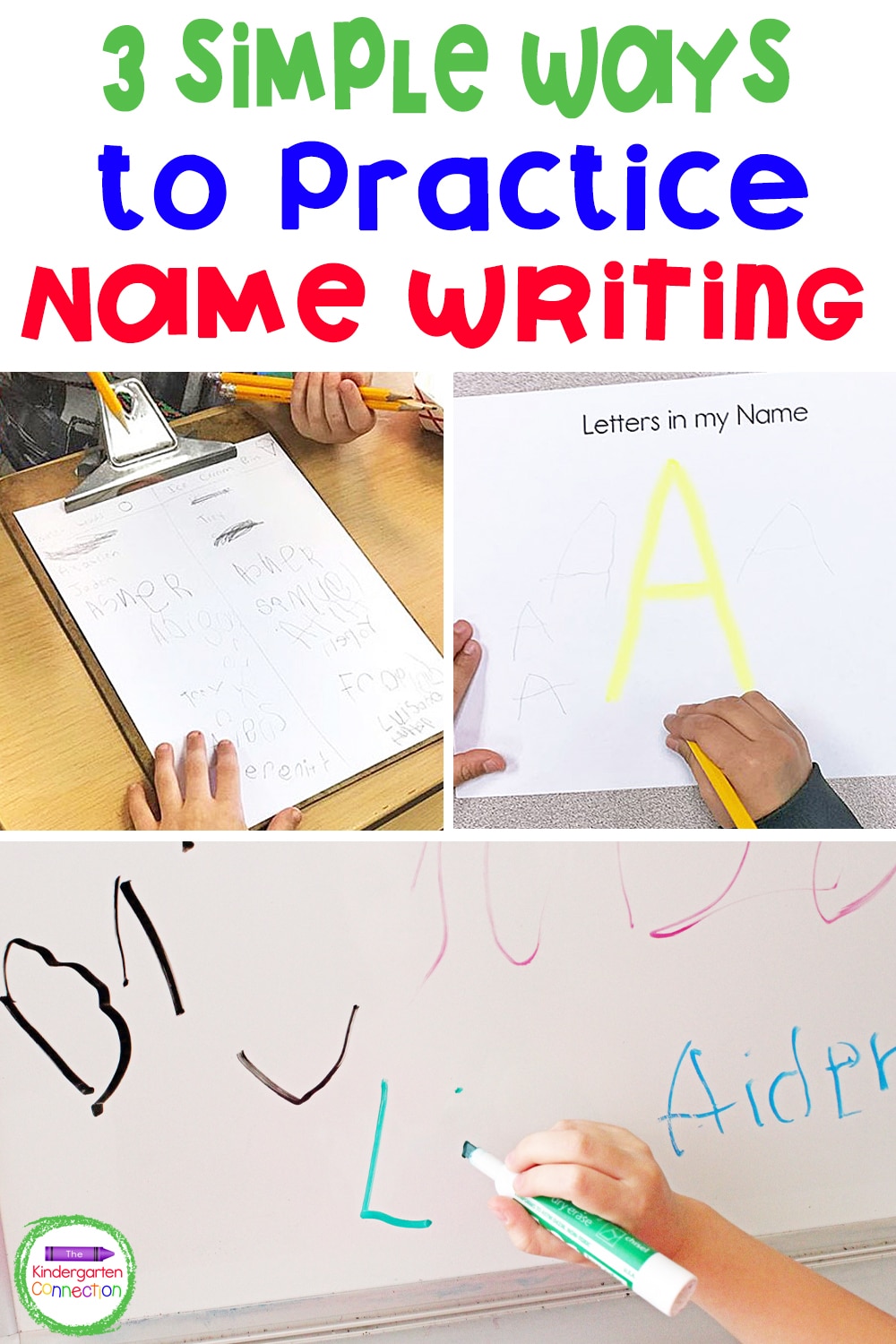 Make name writing practice fun and engaging with these 3 simple ways to practice name writing in Pre-K, TK, and Kindergarten!