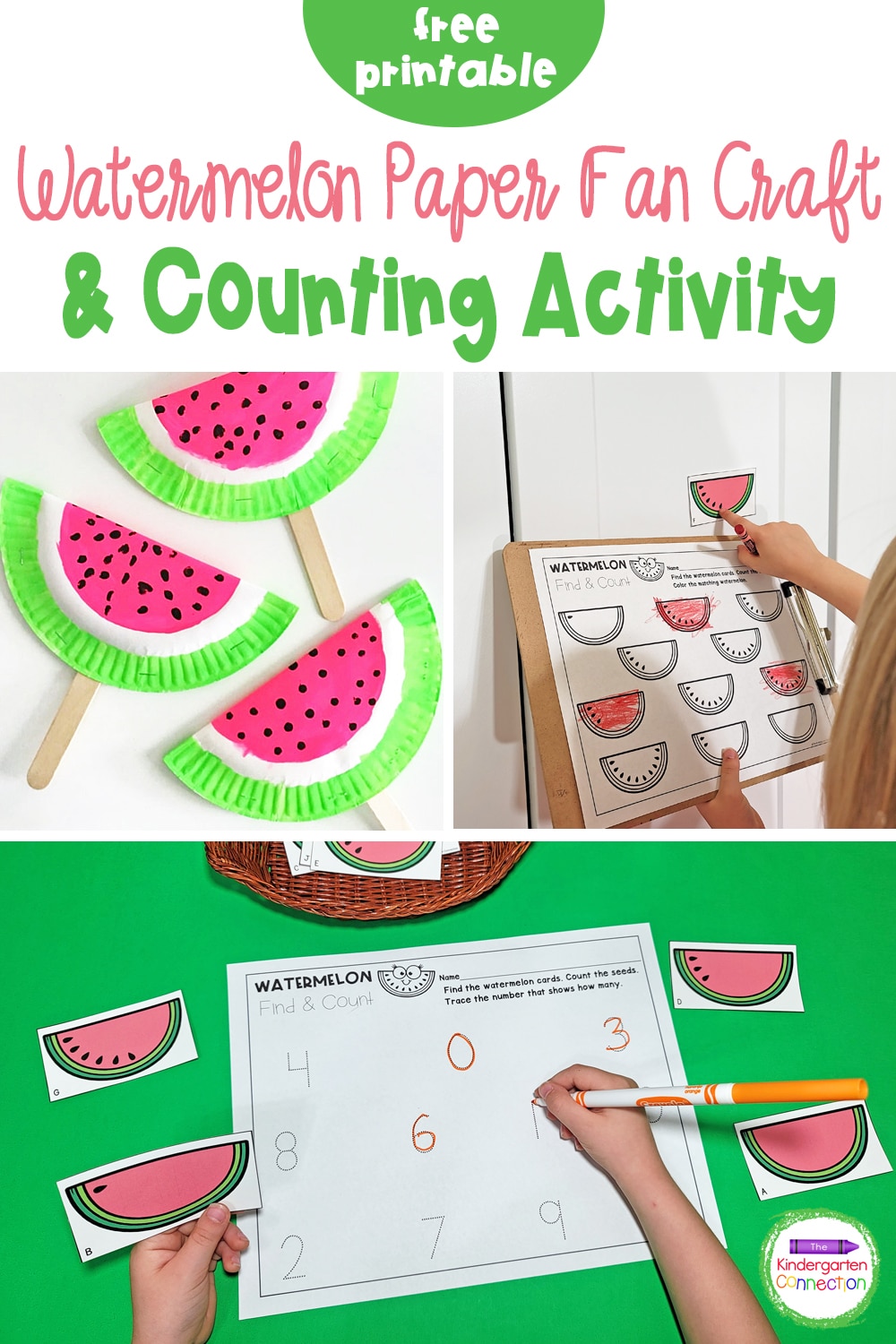 Paper Fan Watermelon Craft and FREE Counting Activity