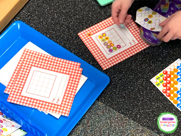 Let students use stickers to fill up rewards sheets to build fine motor skills.