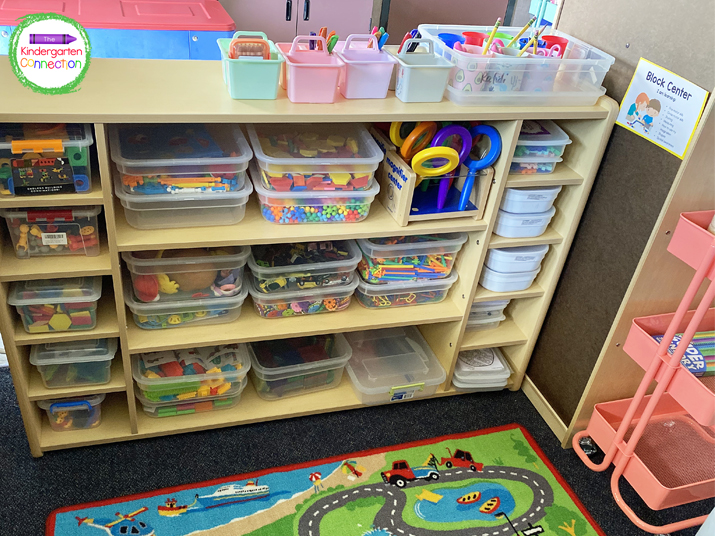 There are many ways to organize centers with the help of clear bins.