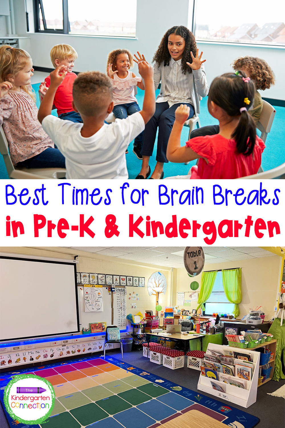 Brain breaks are a great tool for teachers and we're sharing the best times to use classroom brain breaks in Pre-K & Kindergarten!