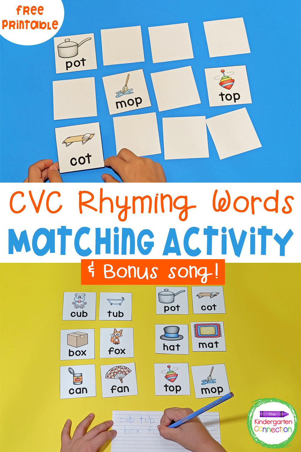 This free CVC Rhyming Words Matching Game is so fun for reading short vowel CVC words and building confidence in early readers!