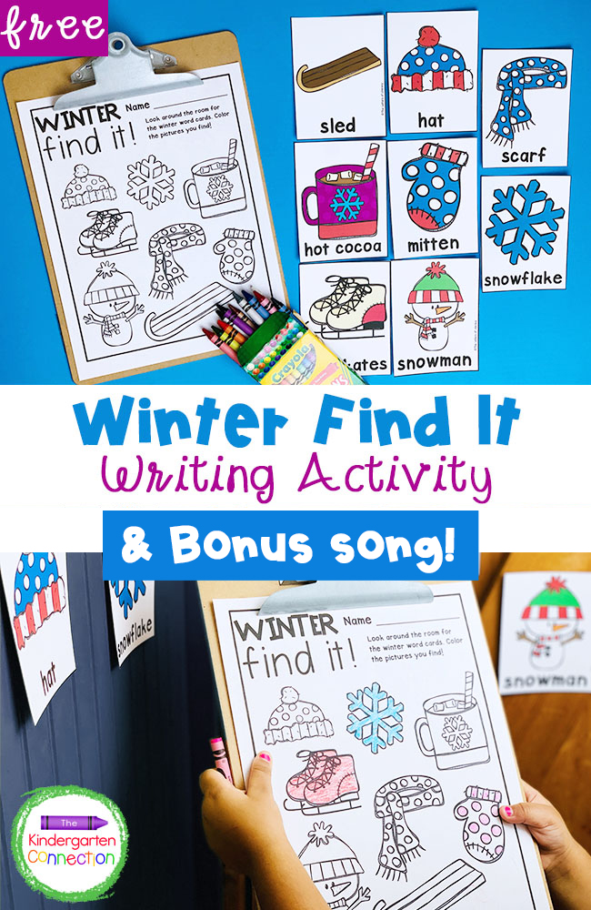 This free Winter Writing Center is a fun, hands-on activity that is perfect for your Kindergarten literacy centers!