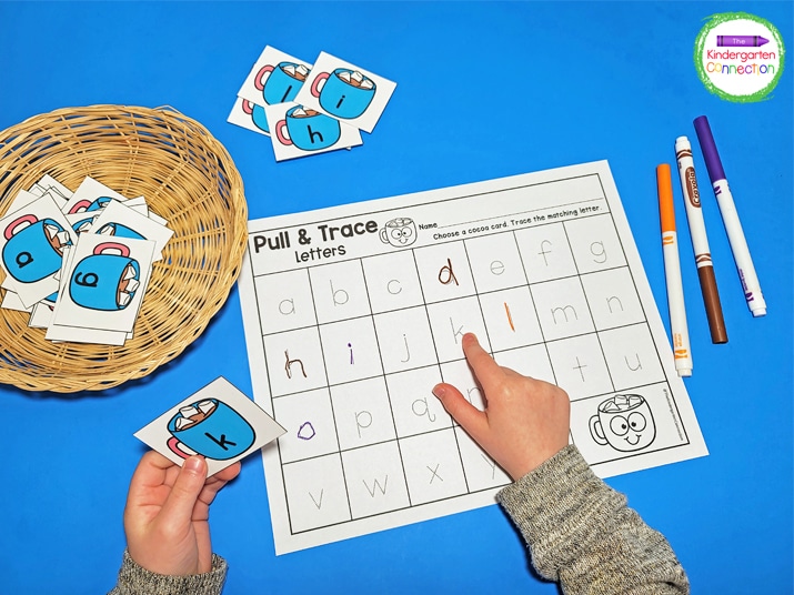 Students can work on recognizing and tracing lowercase letters.
