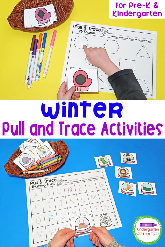 These Winter Tracing Activities for Pre-K & Kindergarten are perfect for working on various math and literacy skills in a hands-on way!