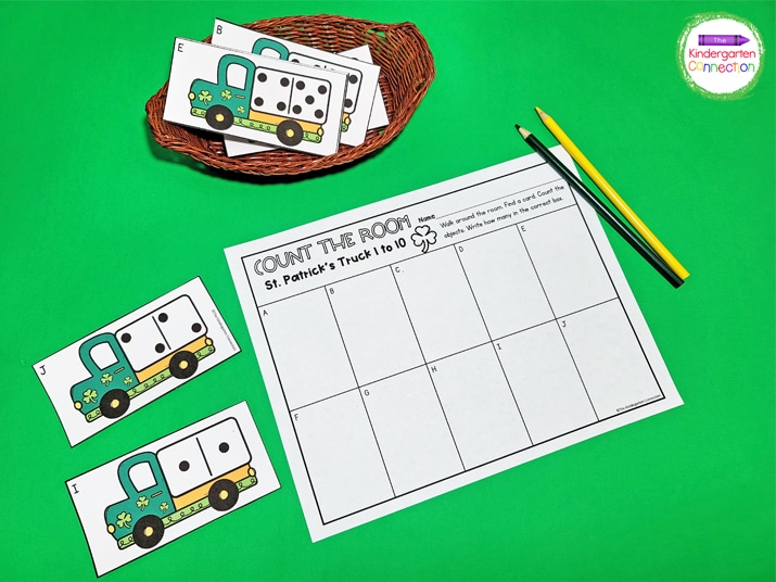 Add the cards and recording sheet to your math centers for a hands-on way to work on counting.