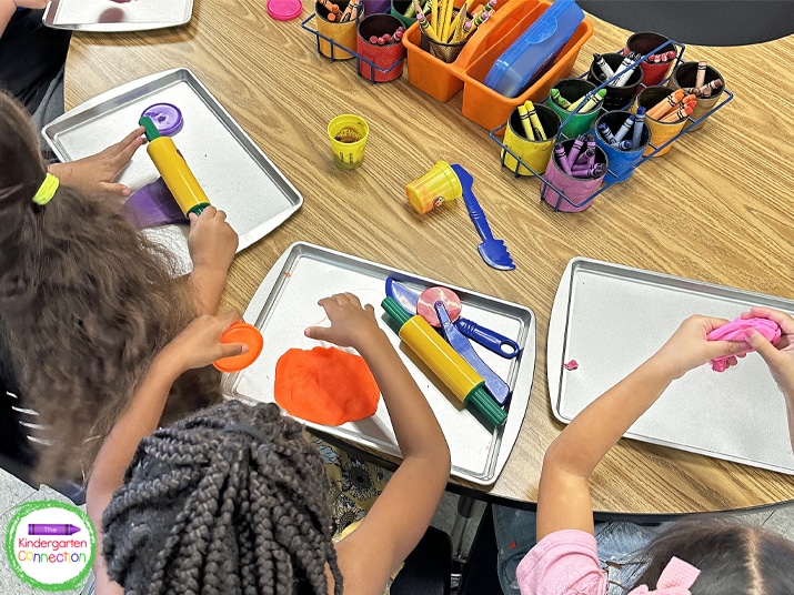 Play dough and other hands-on activities can sometimes lead to extra chatting and noise.